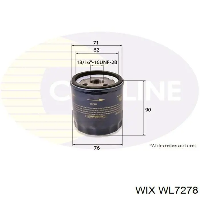 WL7278 WIX filtro de aceite