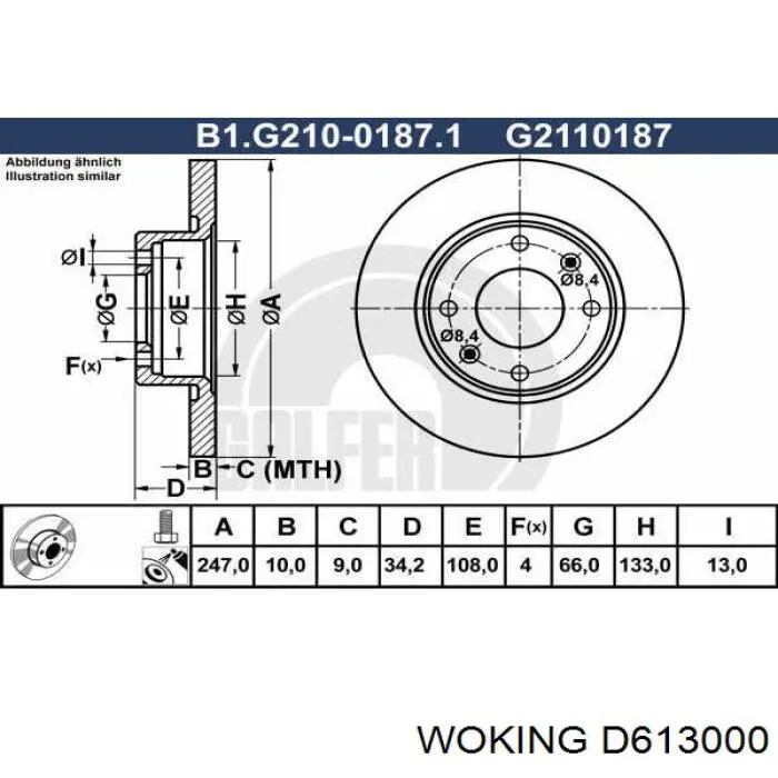 Disco de freno D613000 Woking
