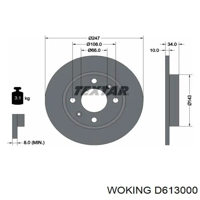 D613000 Woking freno de disco delantero