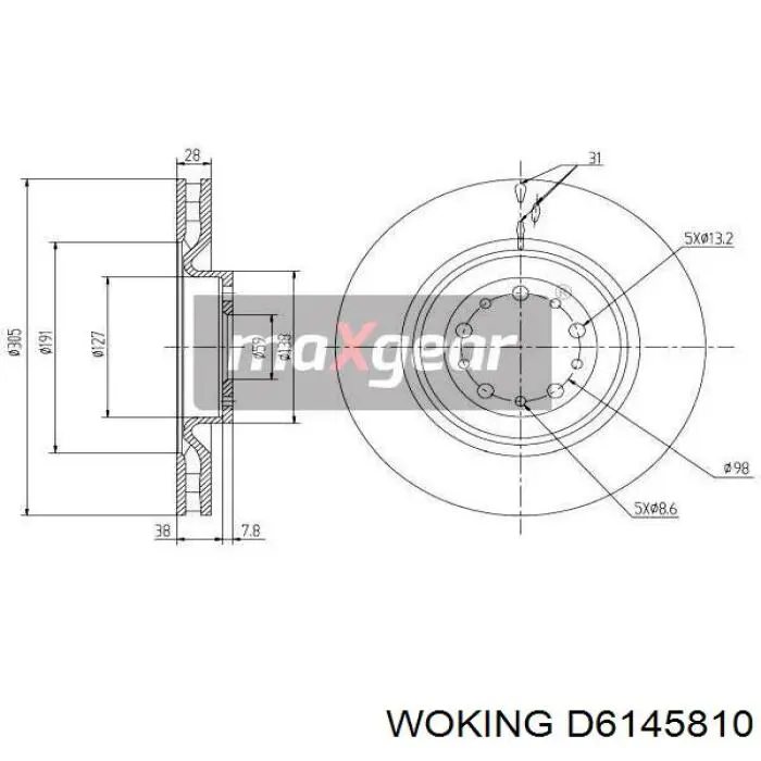 D6145810 Woking disco de freno delantero