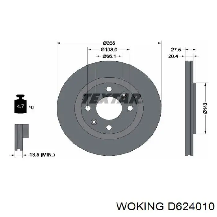 D624010 Woking freno de disco delantero