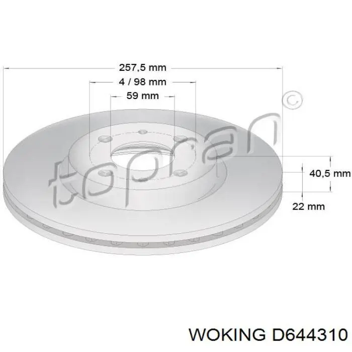 Disco de freno D644310 Woking