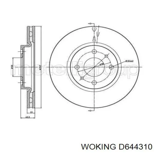 Disco de freno delantero Woking D644310