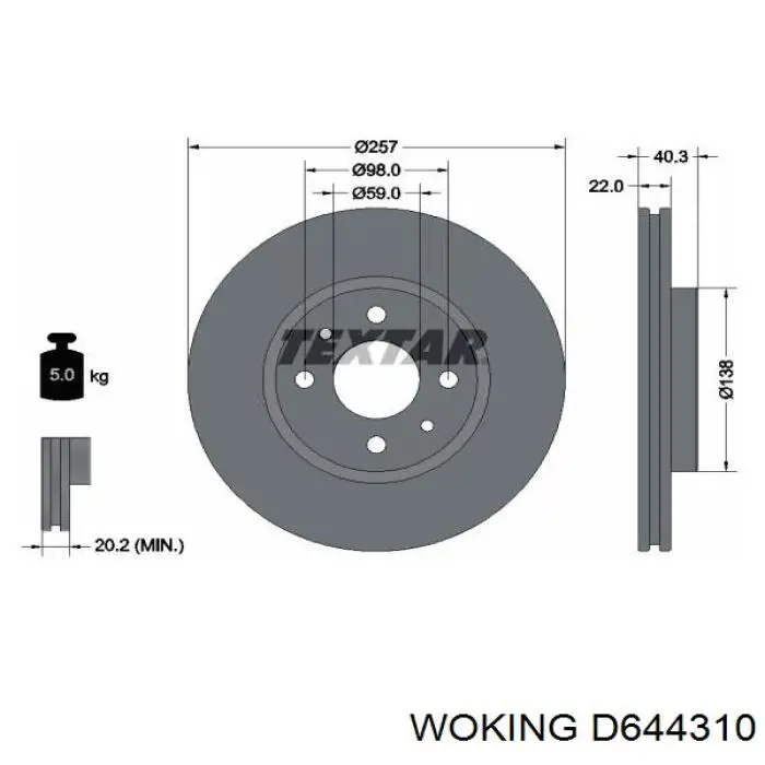 D644310 Woking disco de freno delantero