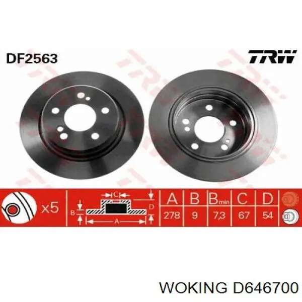 D646700 Woking Freno de disco trasero