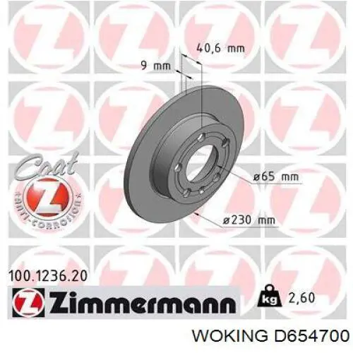 D654700 Woking Freno de disco trasero