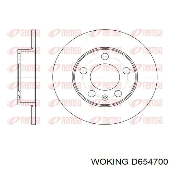 Disco de freno trasero Woking D654700 precio, desde 17,14 EUR