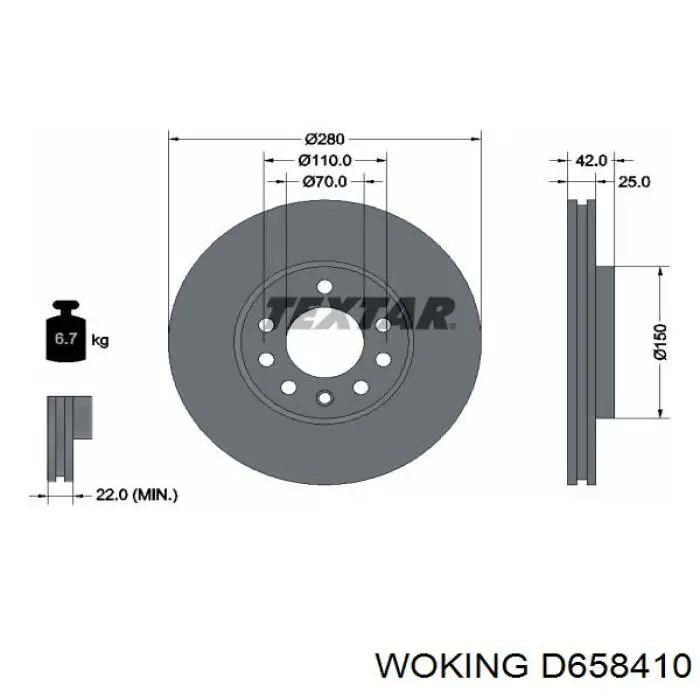 D658410 Woking disco de freno delantero