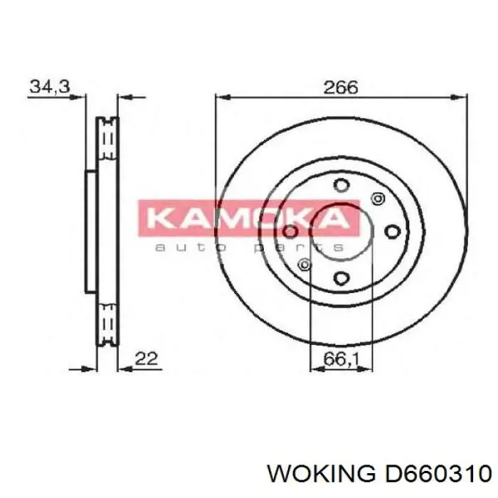 Disco de freno delantero Woking D660310