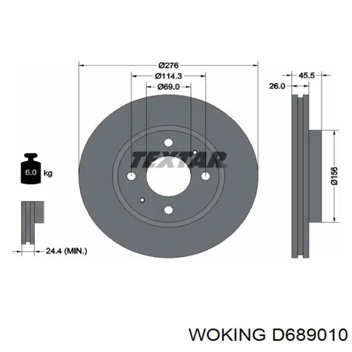 D6890.10 Woking disco de freno delantero