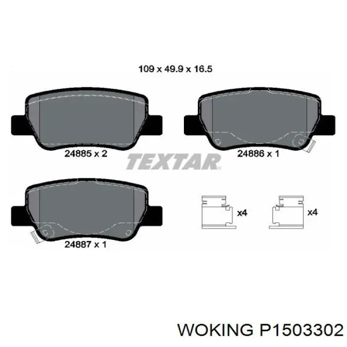 P1503302 Woking pastillas de freno traseras