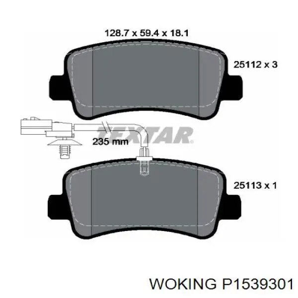 P1539301 Woking pastillas de freno traseras