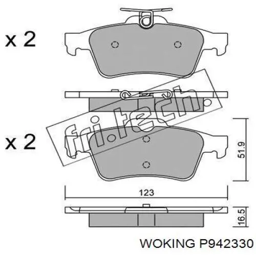 P9423.30 Woking pastillas de freno traseras