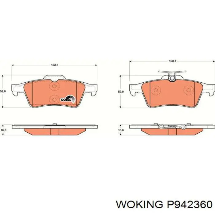 P9423.60 Woking pastillas de freno traseras