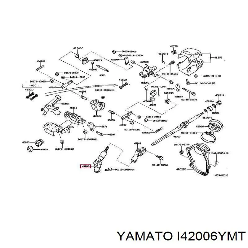 Cardán inferior de la columna de dirección Toyota 4526020300