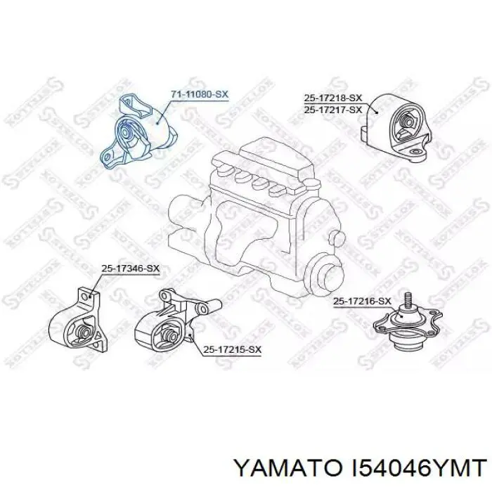 57388 Metalcaucho Soporte de motor derecho