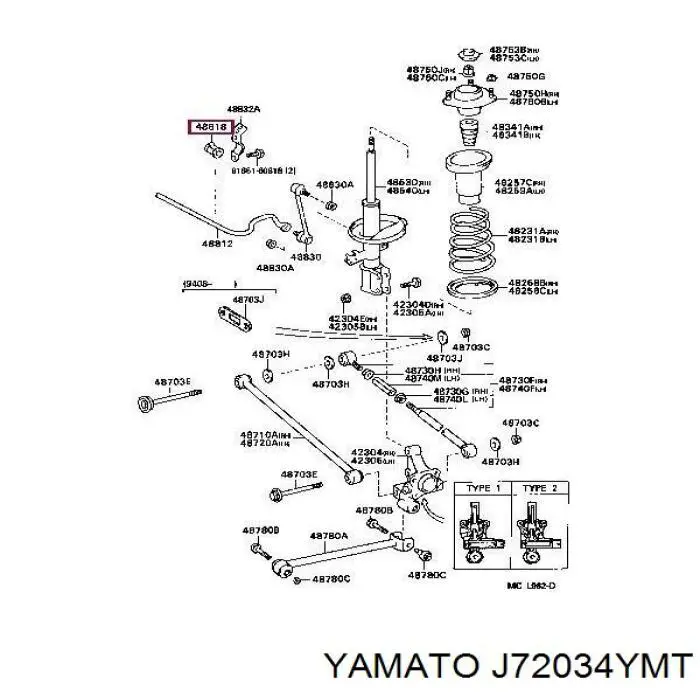 J72034YMT Yamato casquillo de barra estabilizadora trasera