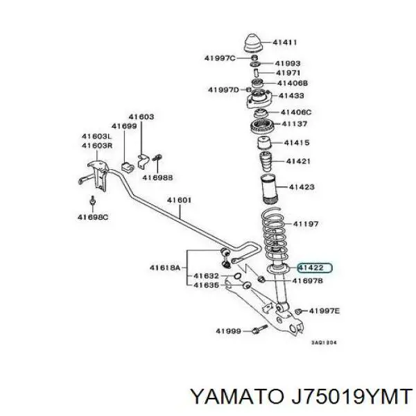 J75019YMT Yamato casquillo de barra estabilizadora trasera