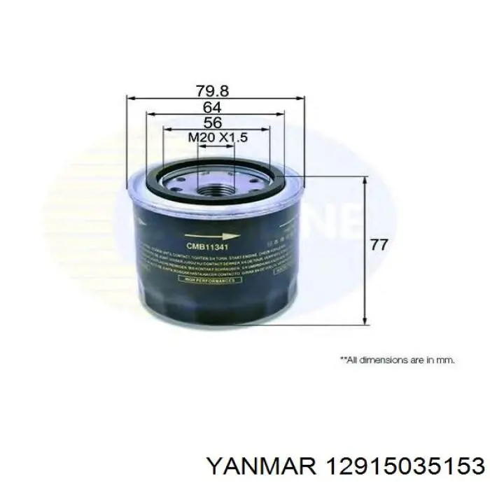 12915035153 Yanmar filtro de aceite