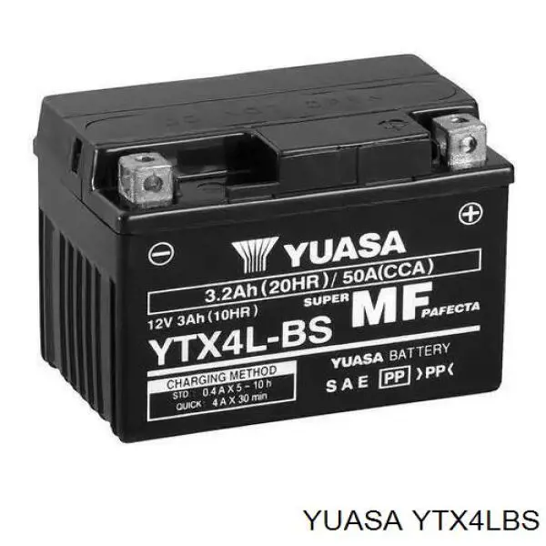 Batería de Arranque Yuasa Maintenance Free 3 ah 12 v B00 (YTX4LBS)