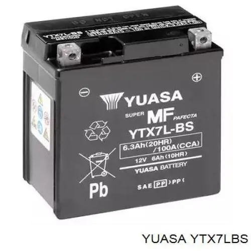 Batería de Arranque Yuasa Maintenance Free 6 ah 12 v (YTX7LBS)