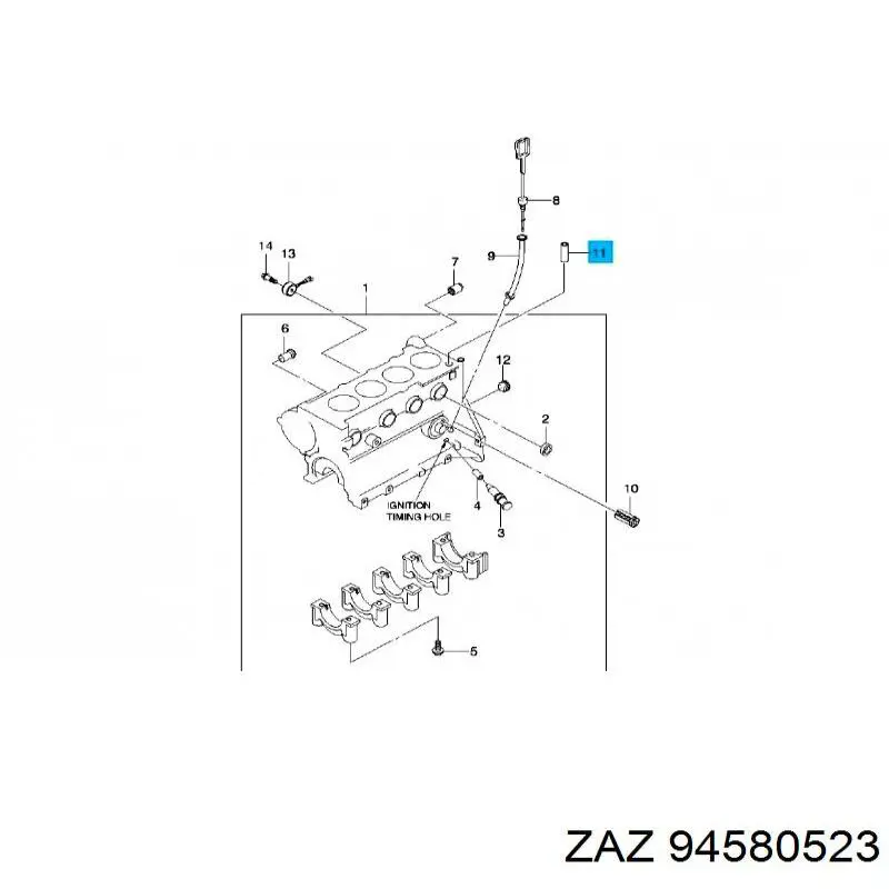 94580523 ZAZ casquillo de sujeción de la tapa de válvulas