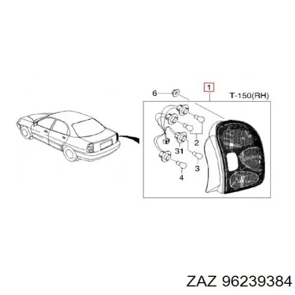 96239384 ZAZ piloto posterior interior derecho