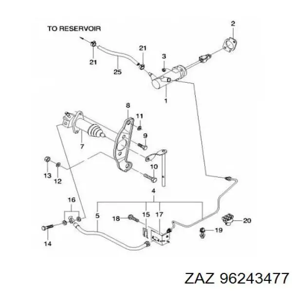 96243477 ZAZ soporte del cilindro receptor del embrague