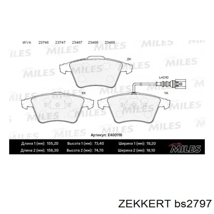 Pastillas de freno delanteras Volkswagen Transporter 7HA, 7HH, 7EA, 7EH