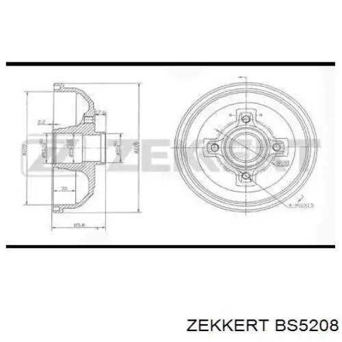 BS5208 Zekkert freno de tambor trasero