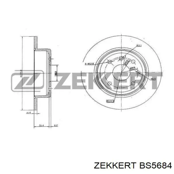 BS5684 Zekkert disco de freno trasero