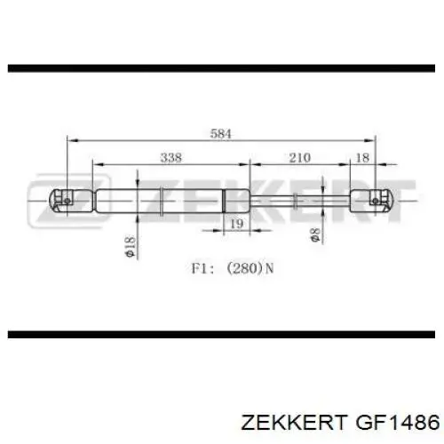 GF1486 Zekkert muelle neumático, capó de motor derecho