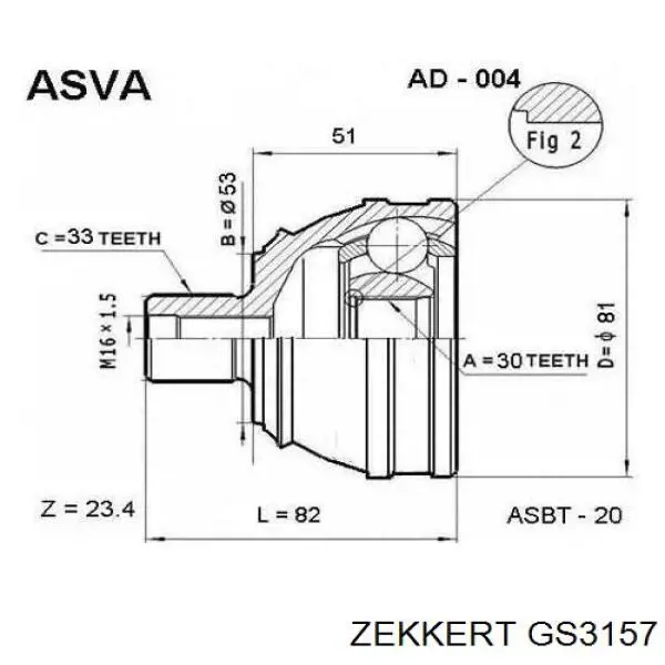 GS3157 Zekkert junta homocinética exterior delantera