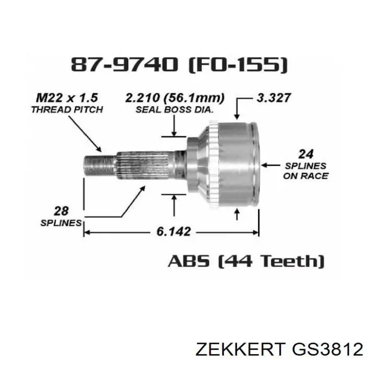 GS3812 Zekkert junta homocinética exterior delantera