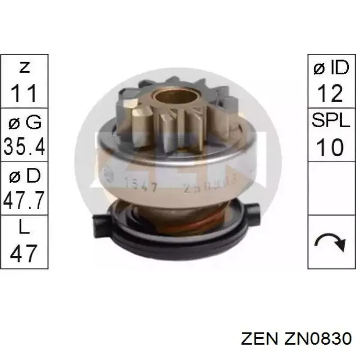 ZN0830 ZEN bendix, motor de arranque