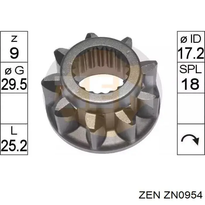 ZN0954 ZEN bendix, motor de arranque