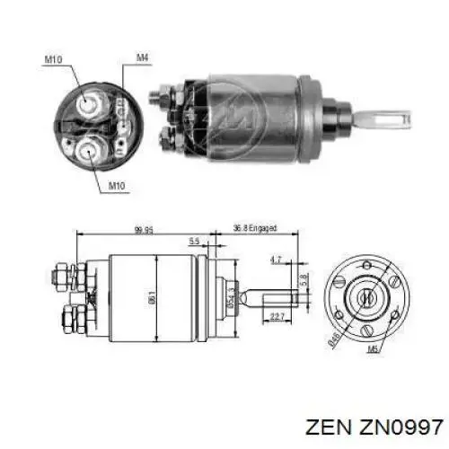 ZN0997 ZEN bendix, motor de arranque