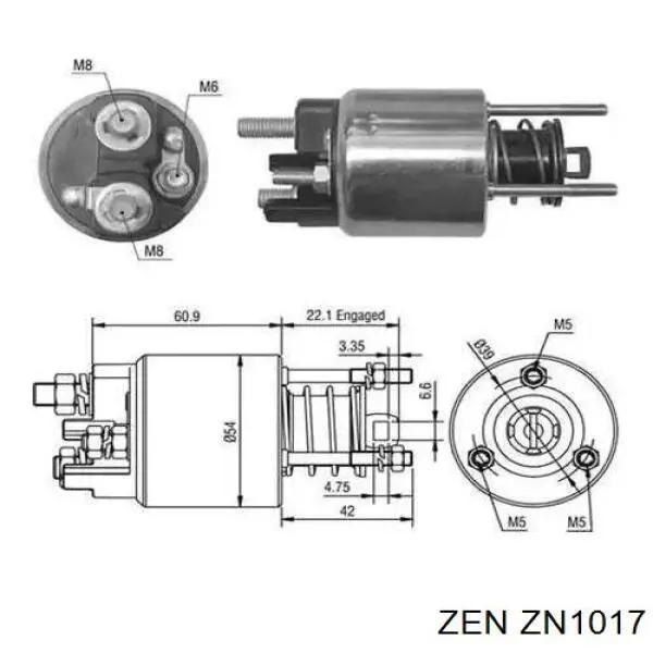 ZN1017 ZEN bendix, motor de arranque