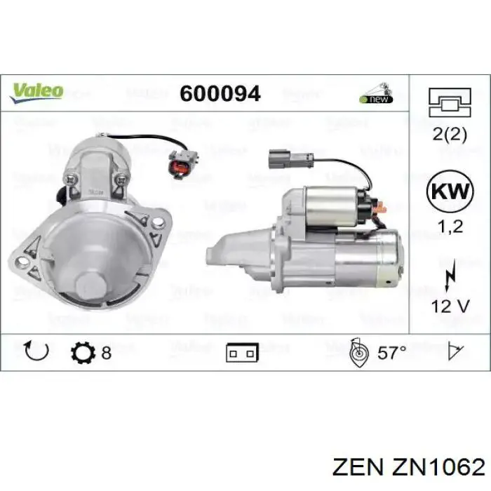 ZN1062 ZEN bendix, motor de arranque