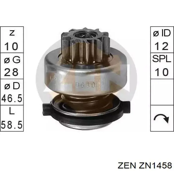 ZN1458 ZEN bendix, motor de arranque