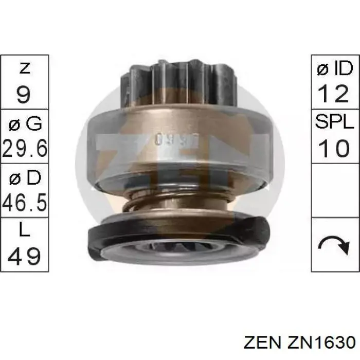 ZN1630 ZEN bendix, motor de arranque