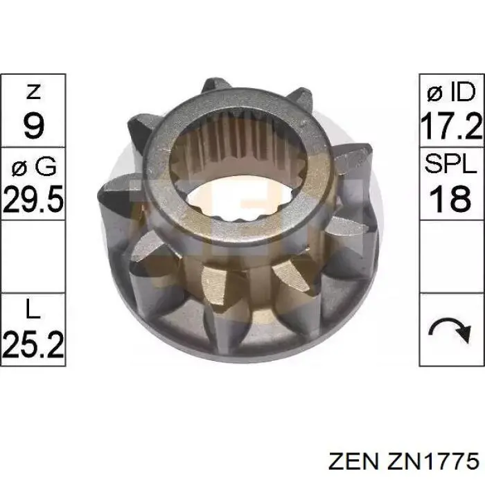 ZN1775 ZEN bendix, motor de arranque