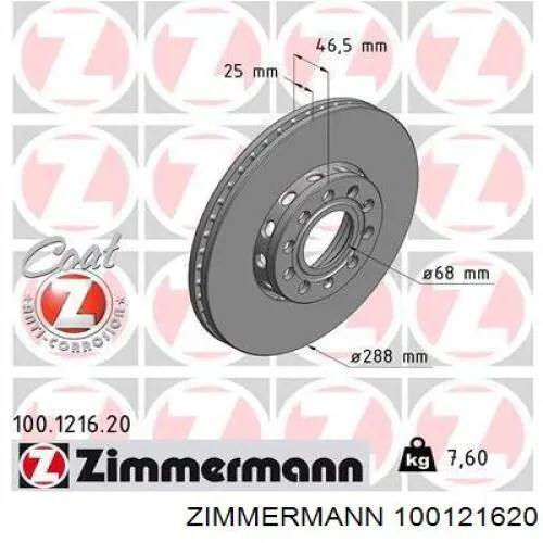 100121620 Zimmermann disco de freno delantero