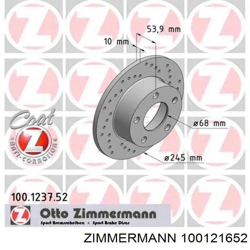 Disco de freno delantero Zimmermann 100121652