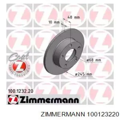 100123220 Zimmermann disco de freno trasero