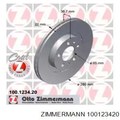 Comprar 100123420 Zimmermann Freno de disco delantero