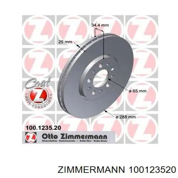 100123520 Zimmermann disco de freno delantero