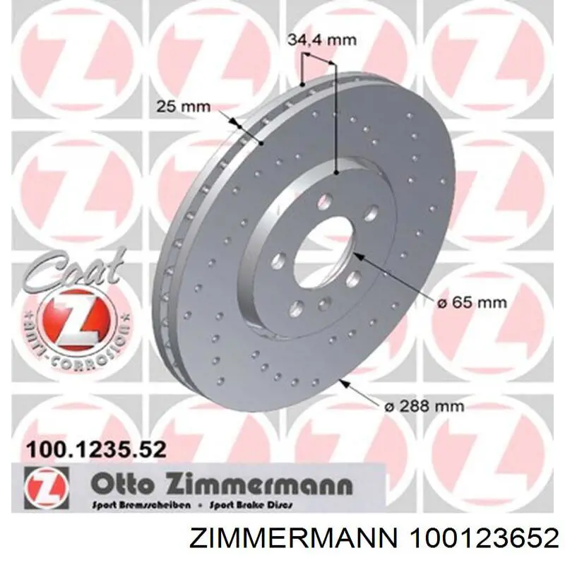 100123652 Zimmermann Freno de disco trasero