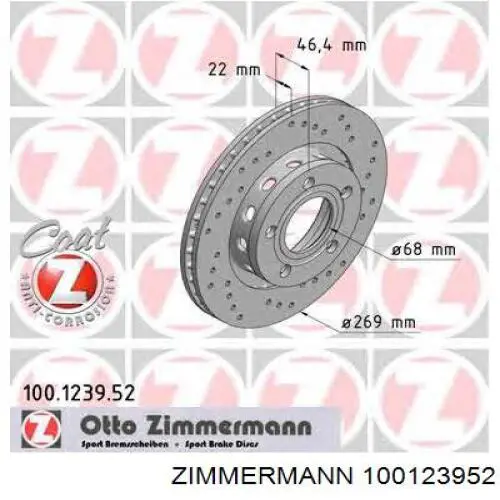 100123952 Zimmermann disco de freno trasero