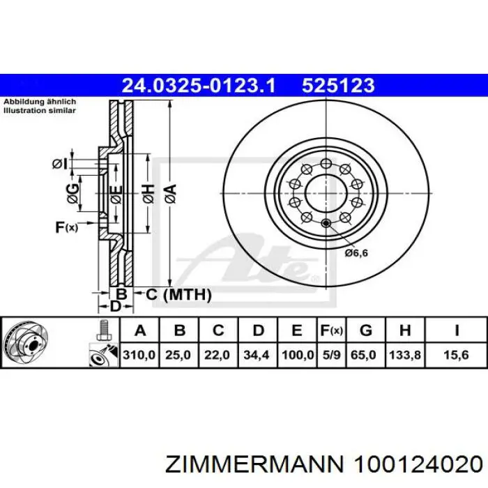 100124020 Zimmermann disco de freno delantero